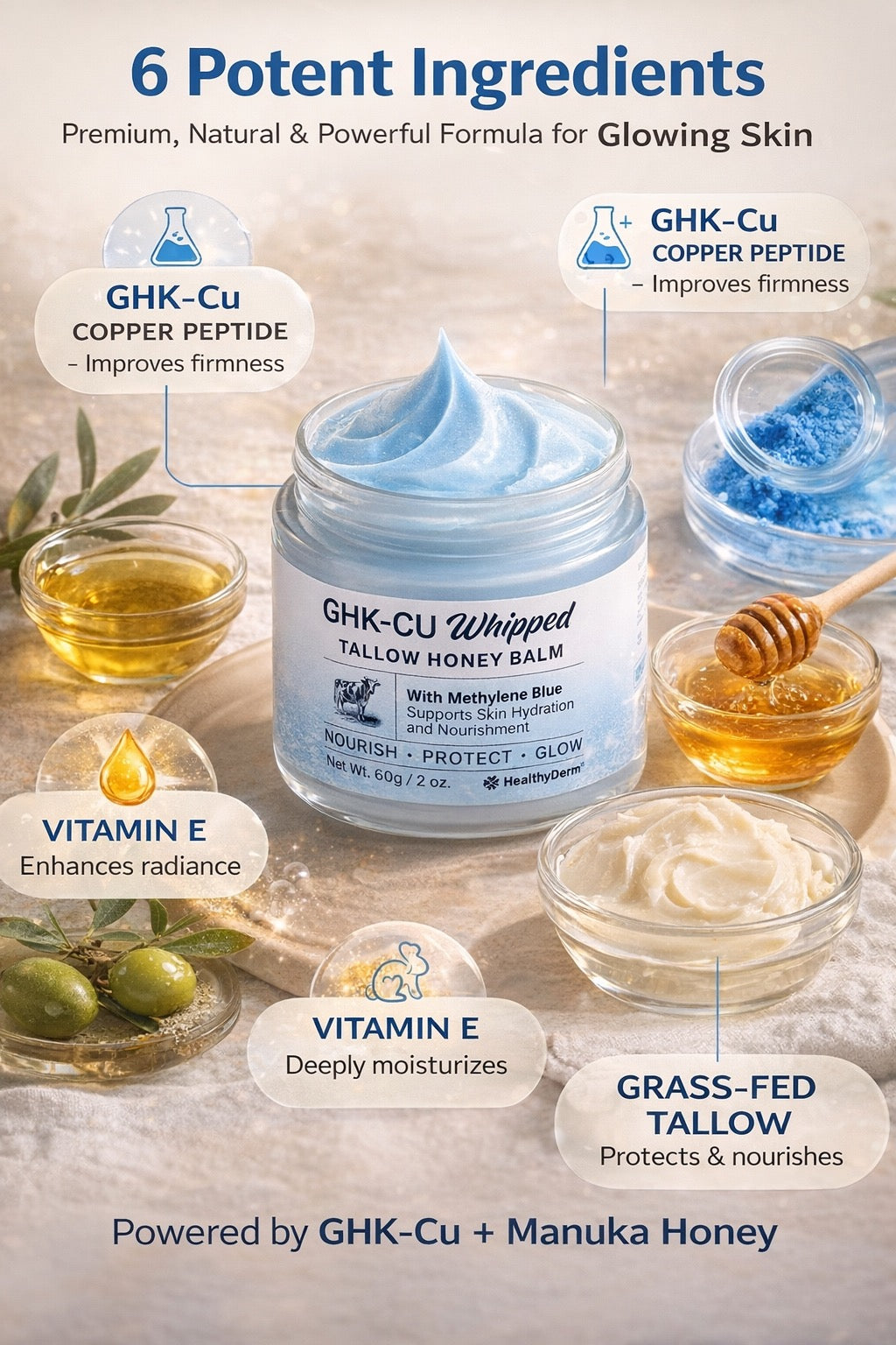 GHK-CU Tallow Honey Repair Balm – Deep Hydration & Anti-Aging Moisturizer